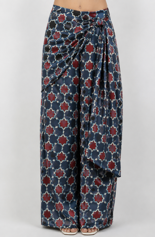Ajrakh scarf drape pants