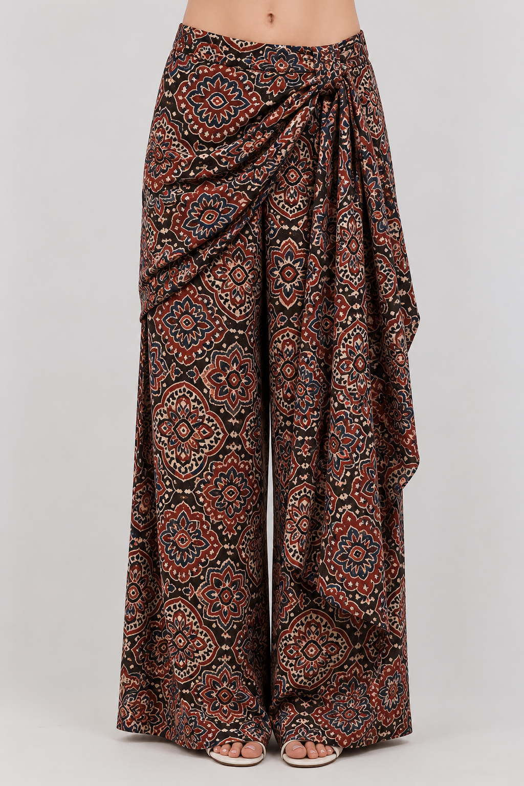 Ajrakh scarf drape pants