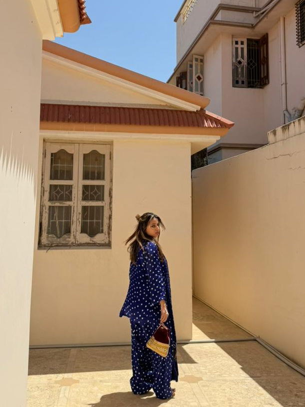 Bandhani Farshi set - Royal blue