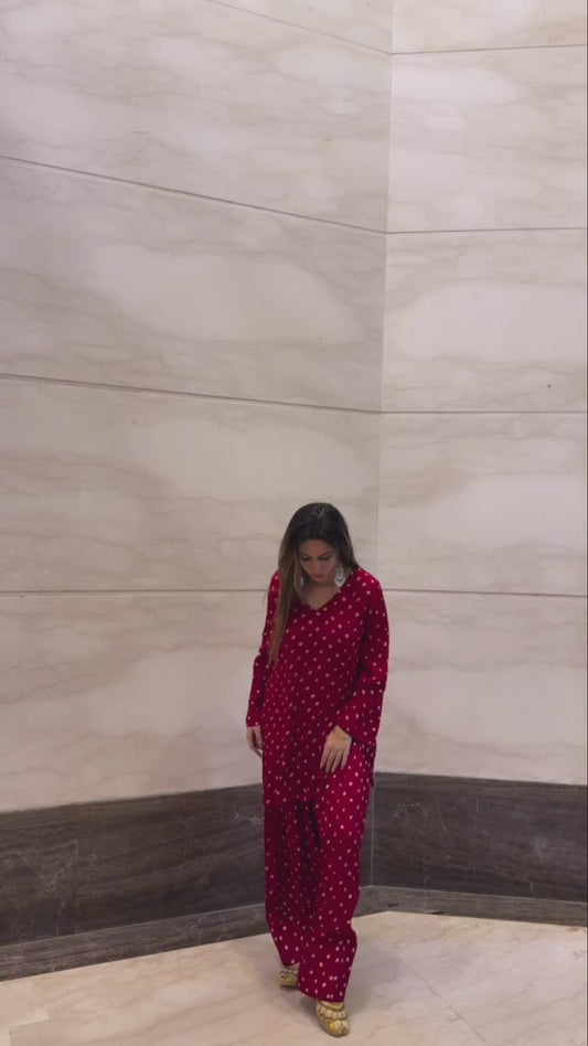Bandhani farshi set - Red